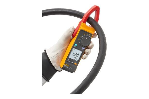 The Fluke 393 clamp meter has a very thin jaw for cramped combiner boxes, but still clamps around a 34 mm cable.